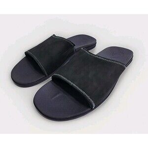 OluKai Alania Slides Sandals Black Leather Men's Size 15